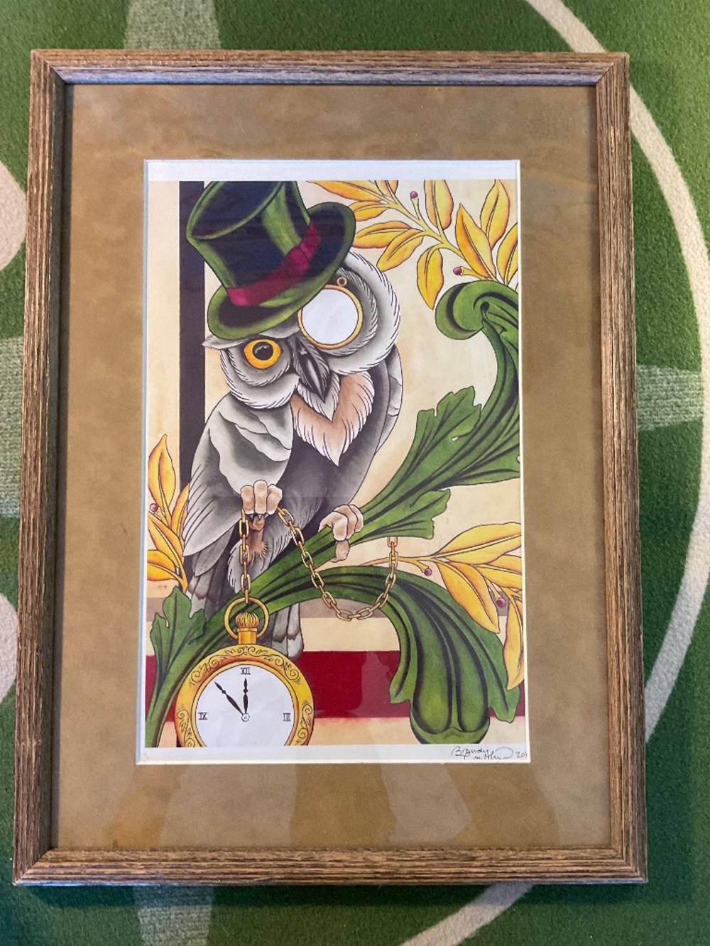 Whimsical Steampunk, Owl Framed Wall Art Print- Dapper Victorian Bird With Decor